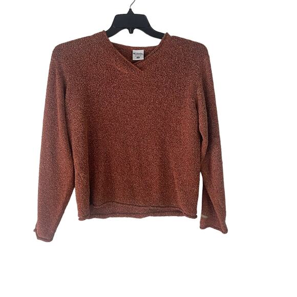 Columbia Women's Size Medium Light Red Terry Cloth V Neck Outdoor Sweater - Picture 1 of 9